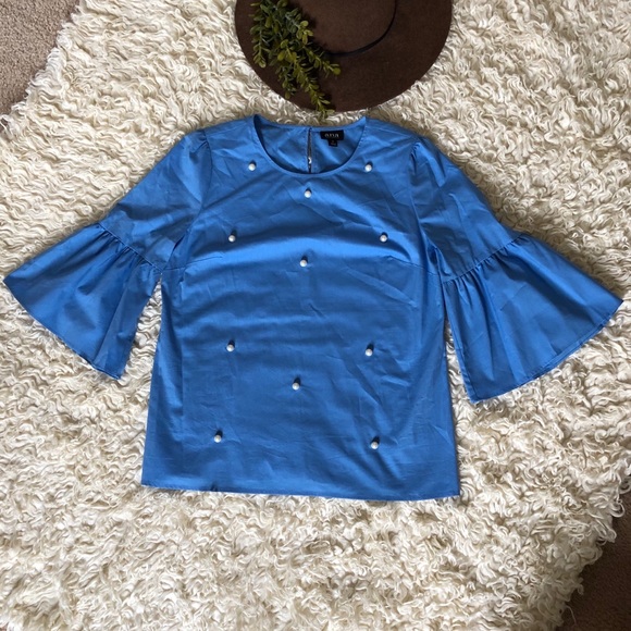 Blue Blouse w/ Beaded Detailing - Picture 2 of 6